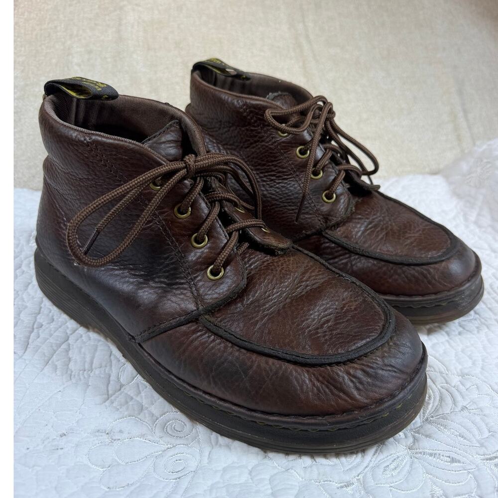 Dr. Martens Men's Brown 10 Austin Pebbled Leather AirWair Lace Up Casual Shoes